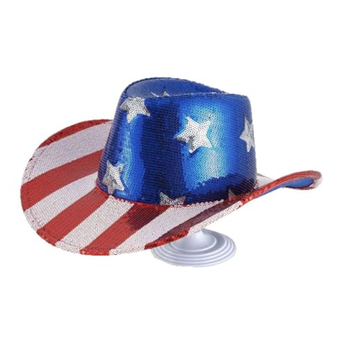 4th of July Flags Cowboy Hat, Independence Day Patriotic Party Supplies USA Memorial Day, Vintage Cow Hat for Men, Women