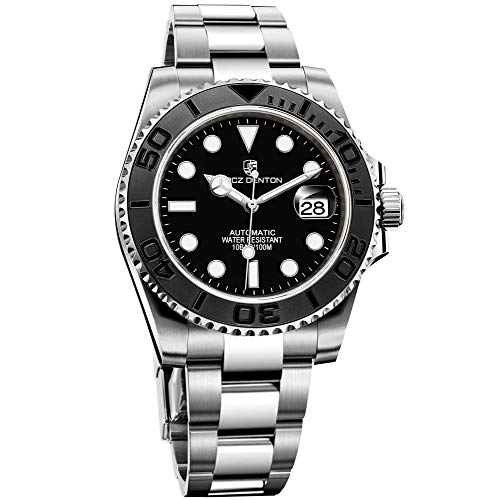 LACZ DENTON Luxury Mens Watches Stainless Steel Luminous Sapphire Glass Ceramics Rotating Bezel Date 100M Waterproof Business Men's Automatic Watch