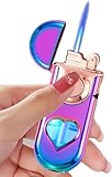 Lighter Jet Torch Lighter Windproof Lighter Cool Design Gift, Beautiful Packaging, refillable Butane Lighter, (Butane Gas Not Included) (Rose red)