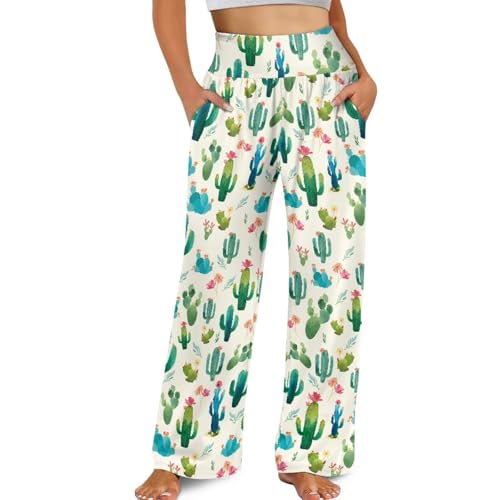 Women Wide Leg Pants Casual Sports Athletic Sweatpants Elastic Waistband Soft Business Palazzo Pants with Pockets Loose Fit2