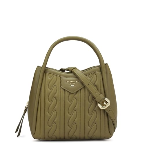 Image of Da Milano Genuine Leather Green Satchel (Small)