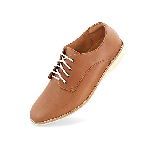 Rollie Women's Derby Cognac, Lace Up Leather Oxfords Brown Flat Shoes for Women with Laces, Size 7 US / 38 EU