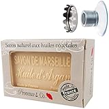 SudoreWell® Schwebender Seifenhalter mit Magnet plus Savon de Marseille - Naturseife mit Arganöl...