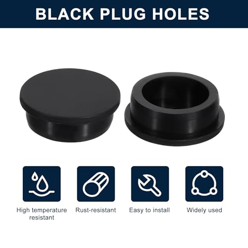 Image of uxcell 2 Pcs Black Plug Holes, Waterproof Rubber Button Plug for 46mm / 1.81 inch Hole