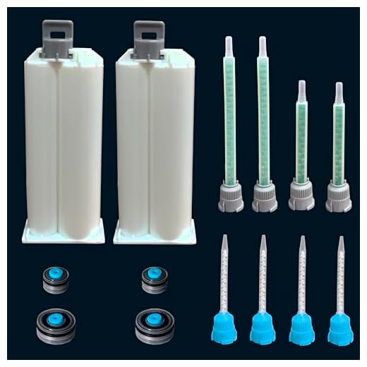 2 epoxy Resin Gun Barrels, 8 nozzles of 3 Different Specifications, with Gray Pistons, Suitable for 50ml/1.7oz AB Glue Gun (50ML-2:1)