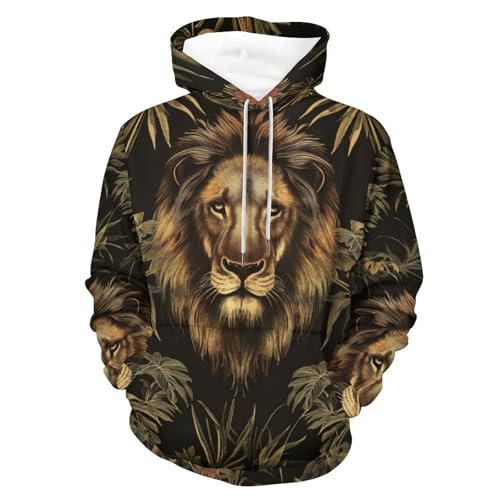 Sweat à capuche fleur de feuille de lion pour homme et femme en taille S
