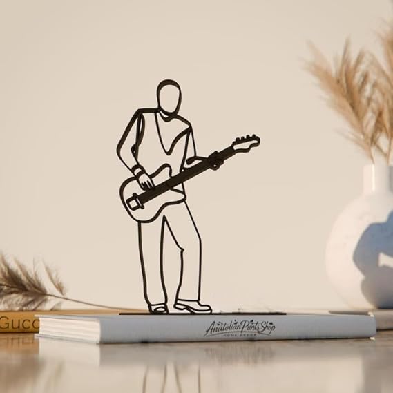 EROTNGO Bass Guitarist Line Art Figure Plastic Minimal Music Decor Gift Idea for Desk Shelf Home Office Display Modern Interior Art Musician Inspired India