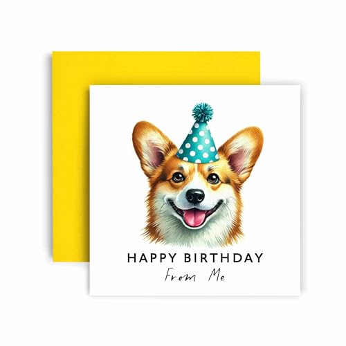 Huxters Tarjeta de cumpleaños del perro – Corgi galés de Pembroke – Feliz cumpleaños para mamá y perro papá – Tarjeta de cumpleaños del perro a amigos, familia, primer cumpleaños (Pembroke Welsh