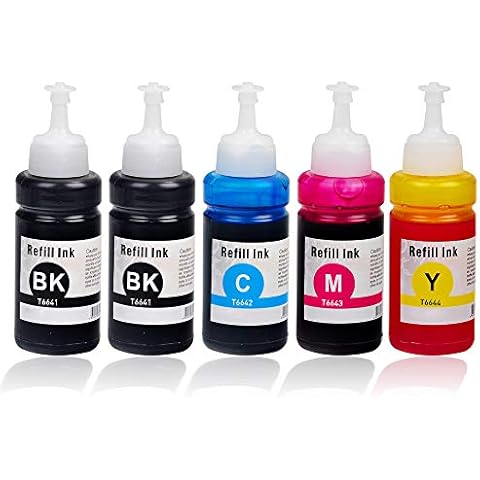 Clywenss Compatible 664 T664 Refill Ink 70ML for ET-2650 ET-2500 ET-2550 ET-2600 ET-3600 ET-4500 ET-4550 ET-14000 L100 L350 L355 L555, 5 Pack Cover