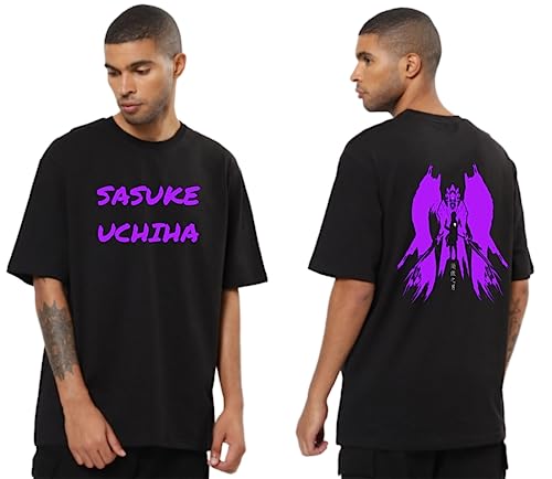 Image of Be Crazy Oversized Loose Baggy Fit Drop Shoulder Half Sleeves Pure Cotton Anime Graphic Printed T-Shirt for Men