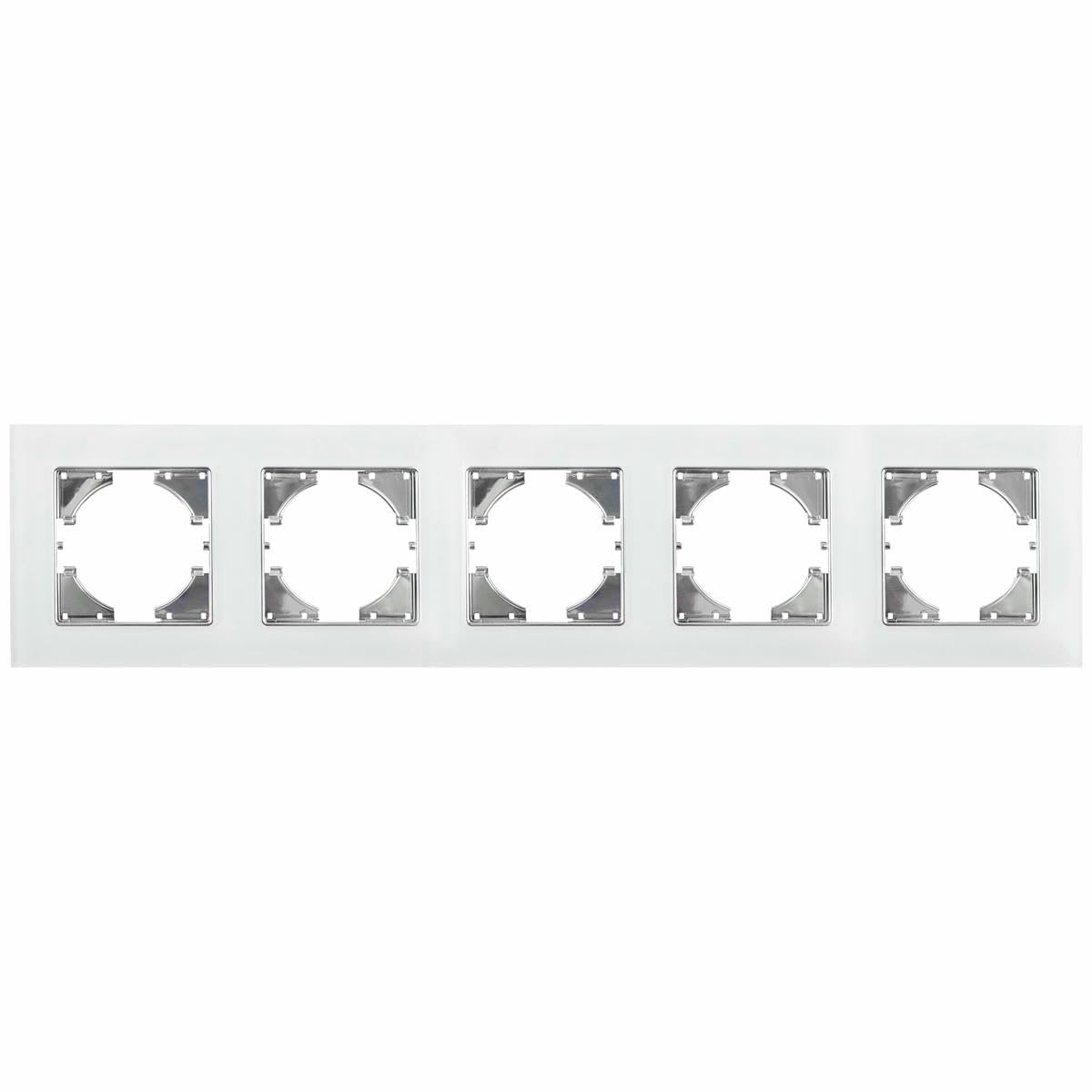 Spot encastrable verre blanc cadre 5 éléments horizontal plafonnier