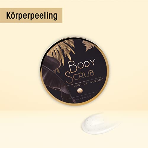 Accentra - Geschenkset Frauen Vanille-Mandelduft - Luxury Beauty Set mit Duschgel, Badesalz, Bodylotion, Scrub & Netzschwamm etc. – 9-Teiliges Bade Set für Frauen, Duschset mit Glitzer Stiletto
