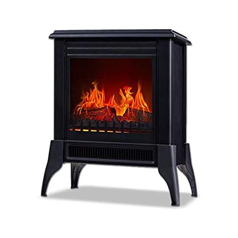 KAIKEA Retro Minimalist Wood Stoves Electric Fireplace Freestanding Portable Overheating Protection With Realistic 3D Flames Led Stove Fire 1400W Cover