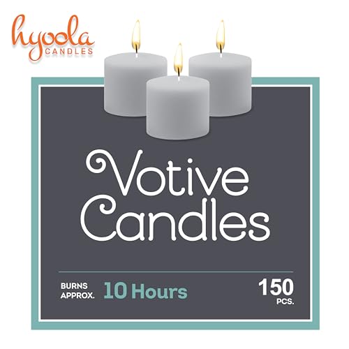 Image of Hyoola Votive Candles - 10 Hour Burn Time - Unscented Candles Votives Bulk - Pack of 150 White Candles - European Made
