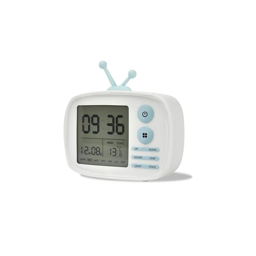 TV Alarm Clock with Sound Control Backlight Temperature Date Display USB Rechargeable Digital Alarm Clock with Voice Broadcast