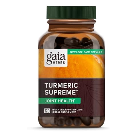 Gaia Herbs Turmeric Supreme Joint Health - Joint Support Supplement - with Quercetin,Black Pepper,Boswellia,Ginger Root,Curcuminoids,&More-120 Liquid Phyto-Capsules(30-Day Supply) Cover