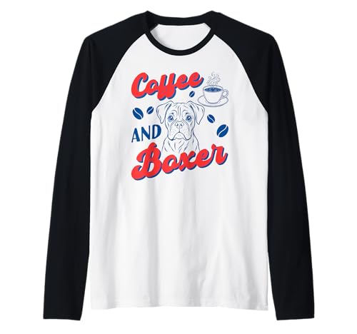 Coffee and Boxer Funny Boxer Coffee Club Dog Lovers Raglan Baseball Tee