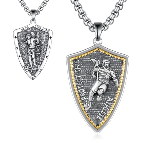 925 Sterling Silver Patron Saint of Athletes Pendant Necklace Religious Amulets Jewelry Gifts for Men