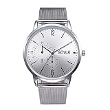 💞💞Minimalistisches Design mit Blau Milanaise-Armband Herrenuhr Mode Wasserdicht Rostfreier Stahl Analog Quarzuhren Luxusmarke Geschäft Kleid Freizeitsport Kalenderdatum Silber Uhren Collection Herren Armbanduhr Herren Quarzuhren mit Edelstahl Mesh Armband Wasserdicht Luxus Stilvolle Armbanduhr Blau Uhr Herren Quarzuhr Ultra Dünne Schwarze Armbanduhr für Herren Classic Minimalistisches Design mit Datum Kalender mit EdelstahlMesh-Metallarmband