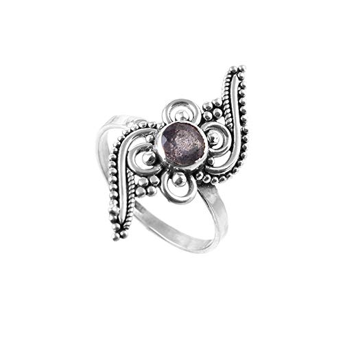 Bague en labradorite en argent 925 confortable et hypoallergénique taille 54