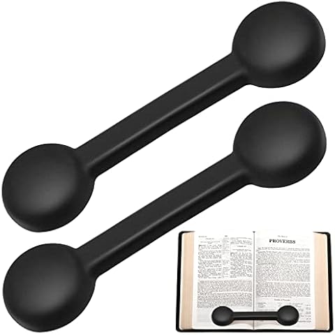 Eersida 2 Pieces Weighted Bookmarks Book Weight Page Holder Rubber Book Weight Bookmark Portable Weighted Rubber Page Holder for Kids Adults Reading, Black Cover