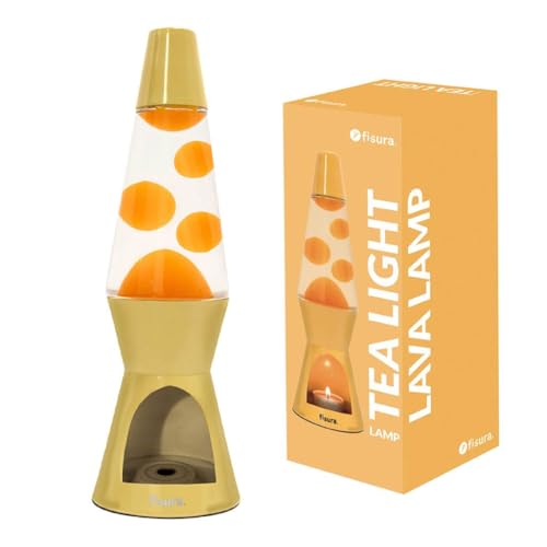 Fisura - Gelbe Lavalampe ohne Strom. Umweltfreundliche Lampe. Originelles Geschenk. 29 cm x 8,5 cm (Kerze Nicht enthalten)