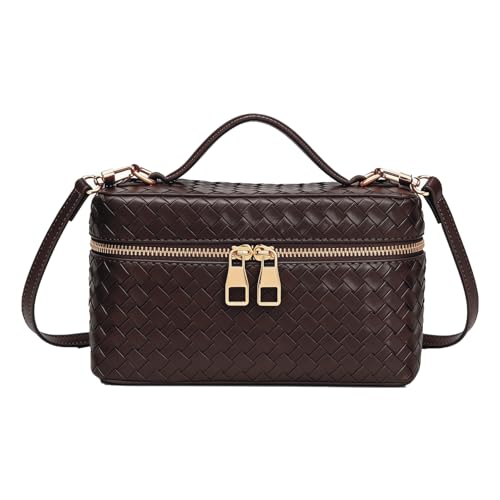 Image of Trendy Shoulder Bags for Women Mini L19 Square Box Satchel Bag Cute PU Leather Crossbody Purse with Adjustable Strap