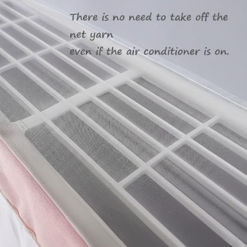 Image of Premium Cotton Net AC Cover for 1.5-2 Ton Split Air Conditioner | Dust Protection AC Indoor Unit Cover for Summer | Embroidered & Printed | Pack of 1 (Pink Bunny)