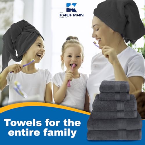 Kaufman - Luxury 100% Cotton Towels | 6 Piece Bath Towel Set | 2 Bath Towels (54 in x 30 in), 2 Hand Towels (16 x 28), 2 Washcloths (13 x 13) | Soft, Absorbent Towels for Bathroom by BEN KAUFMAN SALES CO - Image 6