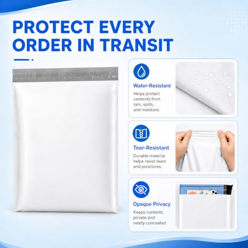 Image of Metronic Poly Mailers 6x9 inch 1000Pcs White Small Shipping Bags for Business