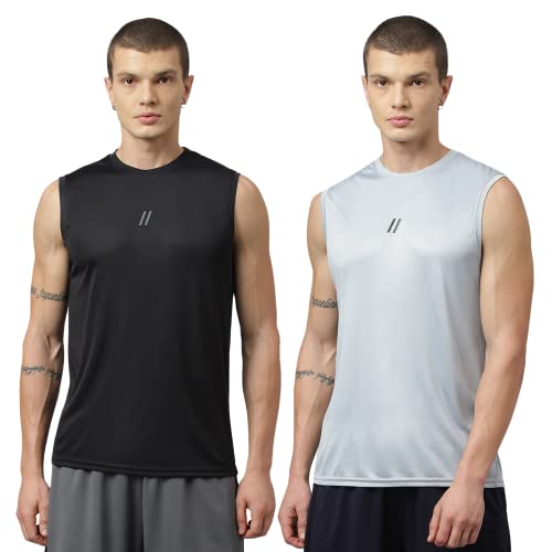 Image of ATICX Men's Polyester Sports Sleeveless T Shirt - Gym Vest, Workout Sando, Training Tank Top, Cut Sleeves Quick Dry Tee for Running, Swimming, Badminton, Fitness & Sports