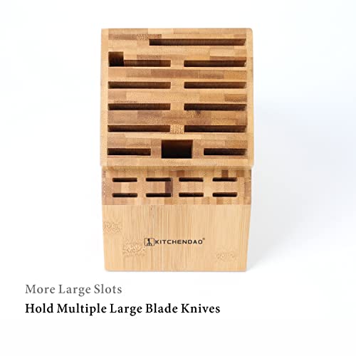 Kitchendao Deluxe 20 Slot Bamboo Knife Block Holder Without Knives, Countertop Butcher Block Kitchen Knife Stand, Hold Multiple Large Blade Knives, Wider Slots For Easier Storage #TOP3