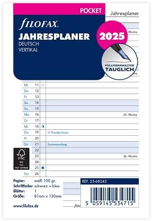 FILOFAX 2025 Pocket Year Planner Vertical (German) : Amazon.co.uk ...