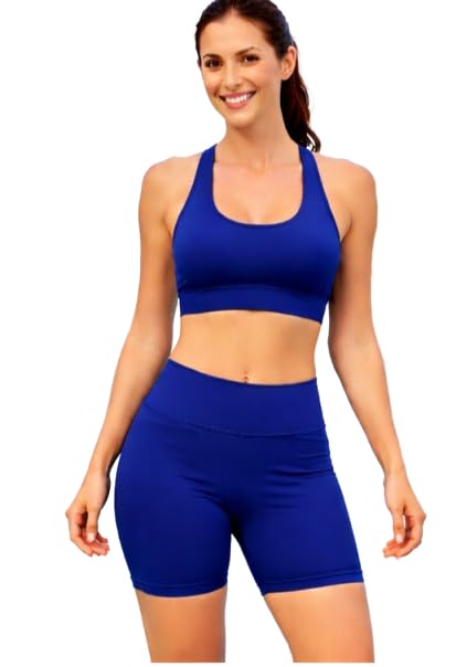 rzlecort Women's Sports Bra and Shorts Set, Black, Non-Padded Racerback Top with High Waist Compression Shorts for Gym, Yoga, Running, Cycling, Swimming-picture-24