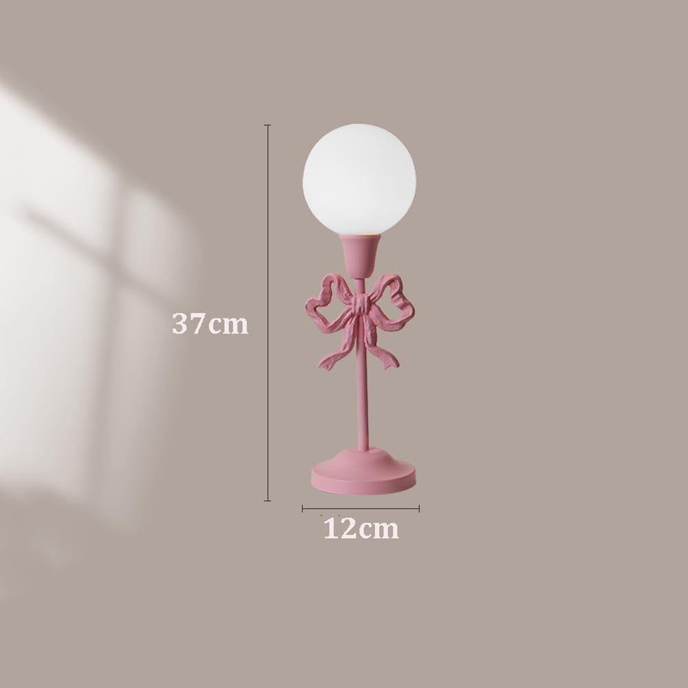 Lampa stołowa Mid Century Różowa kokardka Urocza lampa stołowa Pokój dla dziewcząt Mleczno-biała kula Dziecięca lampka nocna Lampka nocna Vintage Princess End Lampka na biurko dla dzieci Sypialnia