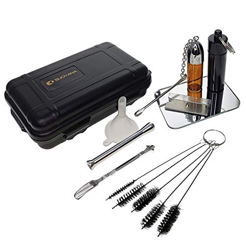 Snuff Bullet Kit,3D Stash Box with Snuff Bullet,Snuff Bottle,Snuff Spoon,Snuff Straw,Mini Mirror,Razor Blade for Travel,Camping,Car. Free Mini Funnel and Cleaning Brush (9 Pack)