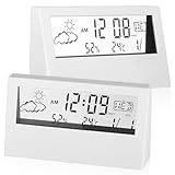 CATIEBYE Sveglia Digitale Bianca Allarme Semplice e Display Moderno in Plastica per Camera da Letto e Arredamento Casa