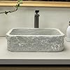 100 handcrafted stone vessel sink with rectangular white striped design rustic farmhouse style for bathroom vanity or countertop medium sized  urban country home decor