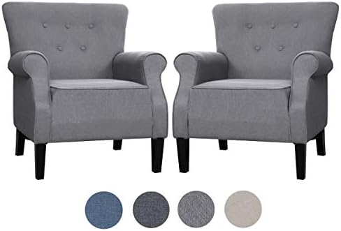 Top Space Accent Chair Sofa Mid Century Upholstered Roy Arm Single Sofa Modern Comfy Furniture for Living Room,Bedroom,Club,Office (2 PCs)