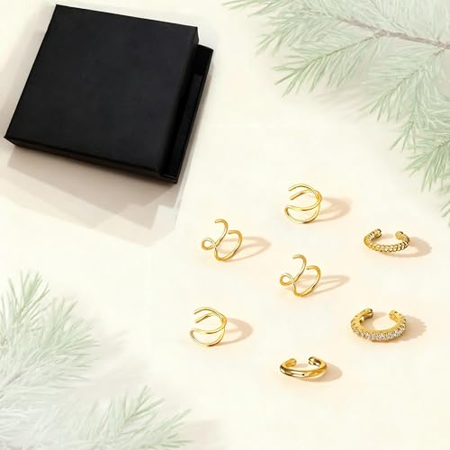 Image of Ear Cuffs Non Piercing 14K Gold Plated Ear Cuff Earrings for Women Trendy Clip on Cartilage Earring Stacks Non Pierced Adjustable Fake Earrings Set Jewelry Christmas Gift 2026 Stocking Stuffers