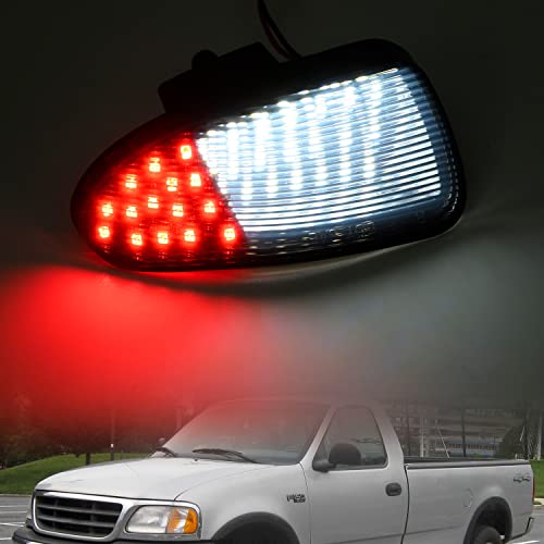 Nslumo Led Door Courtesy Projector Lights Replacement For 97-03 F150 97-99 F250, 45-Led Red/White Dual-Color Footwell Step Light Assembly Can-Bus Error Free Side Door Panel Lamps Smoked Lens #TOP2