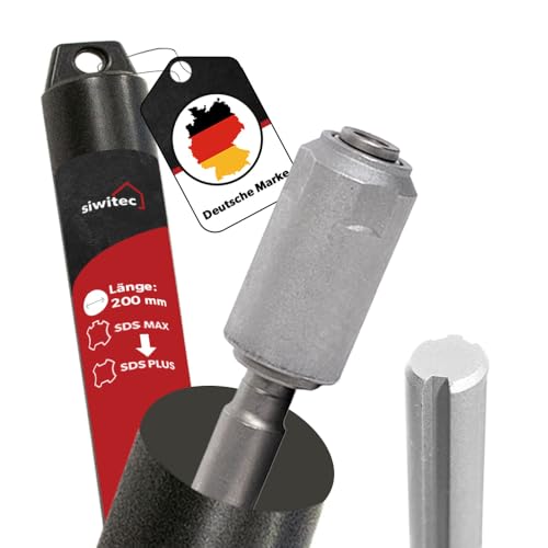siwitec Adapter SDS Max zu SDS Plus Profi Werkzeugadapter für Bohrhämmer und Meißelhämmer Adapter zur Benutzung von SDS Max Beton Bohrer oder Meißel auf Maschinen mit SDS Plus Aufnahme