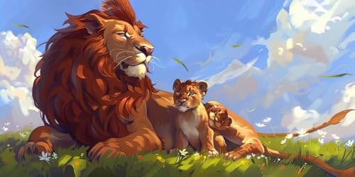Peinture diamond lion et fleurs cristal 5D pour toile grand format