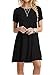 VIISHOW Women's Casual Plain Short Sleeve Simple Tshirt Loose Dress Black L