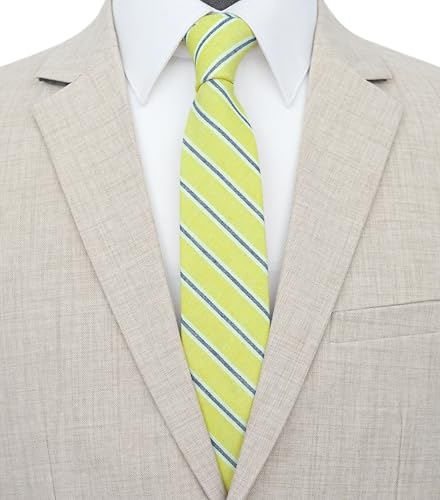 Image of BELLUNO Men's 2.5 inch Skinny Solid Cotton Linen Ties