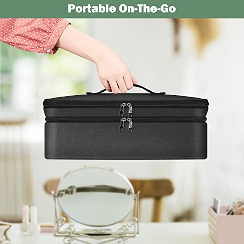 Sithon Double-Layer Travel Carrying Case For Revlon One-Step Hair Dryer/Volumizer/Styler, Water Resistant Storage Organizer Bag Compatible With Shark Flexstyle Attachment (Bag Only) (Black) #TOP4