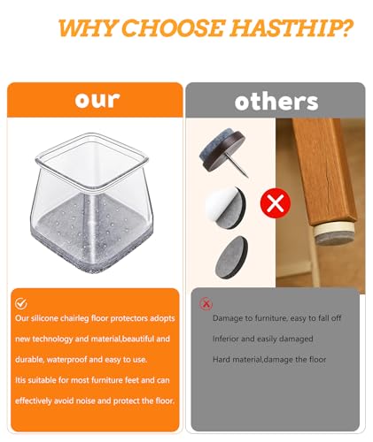 Image of 16 Pcs Furniture Leg Caps Silicone, Chair Leg Floor Protector, Non-Slip Silicone Chair Leg Protector, 31 * 36 * 37mm Furniture Leg Cap for Dining Chairs, Bar Stools, Office Chairs