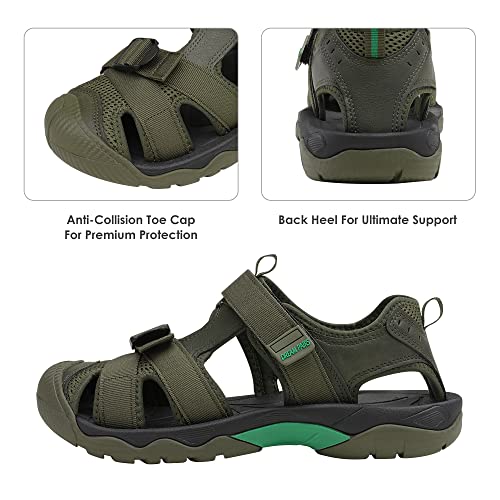 Dream Pairs Mens Dsa212 Athletic Sports Outdoor Closed Toe Hiking Fisherman Sandal - Army Green - 11 #TOP2