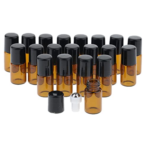 Almencla 20 frascos de vidro portáteis vazios para perfumes de óleos essenciais, 2 ml