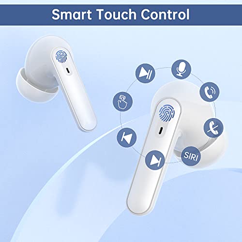 Image of Wireless Earbuds, Bluetooth 5.1 Headphones 30Hrs Playtime with LED Power Display, IPX7 Waterproof Earphones, TWS in Ear Stereo Headset Built-in Mic for iPhone /Android (White)